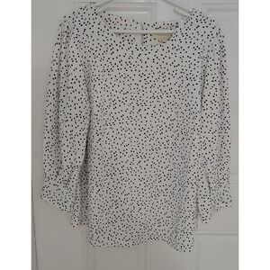 Melloday Cheetah Print Zip Back Crew Neck 3/4 sleeve Blouse Shirt 2X Black/White